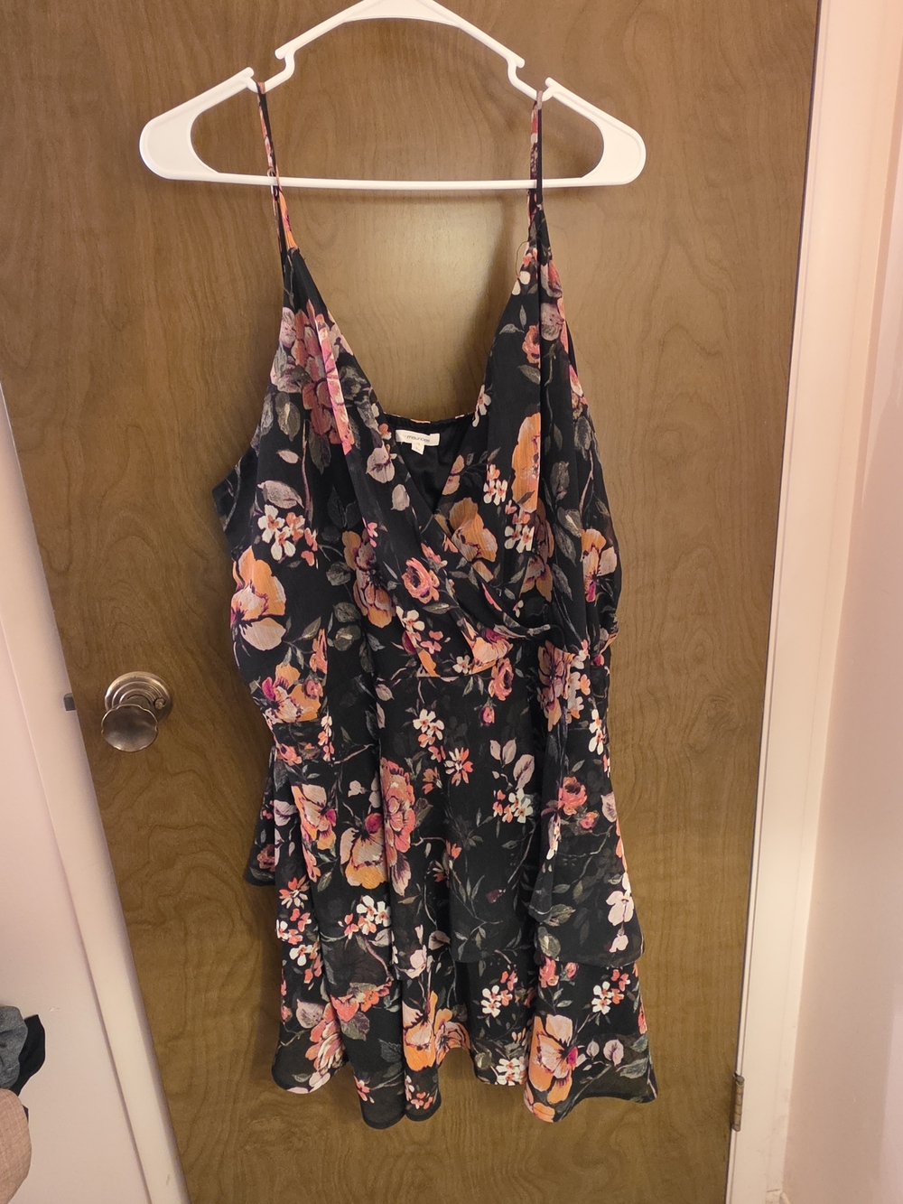 Maurices Black Floral Dress with Pink & Orange Floral Size 3X